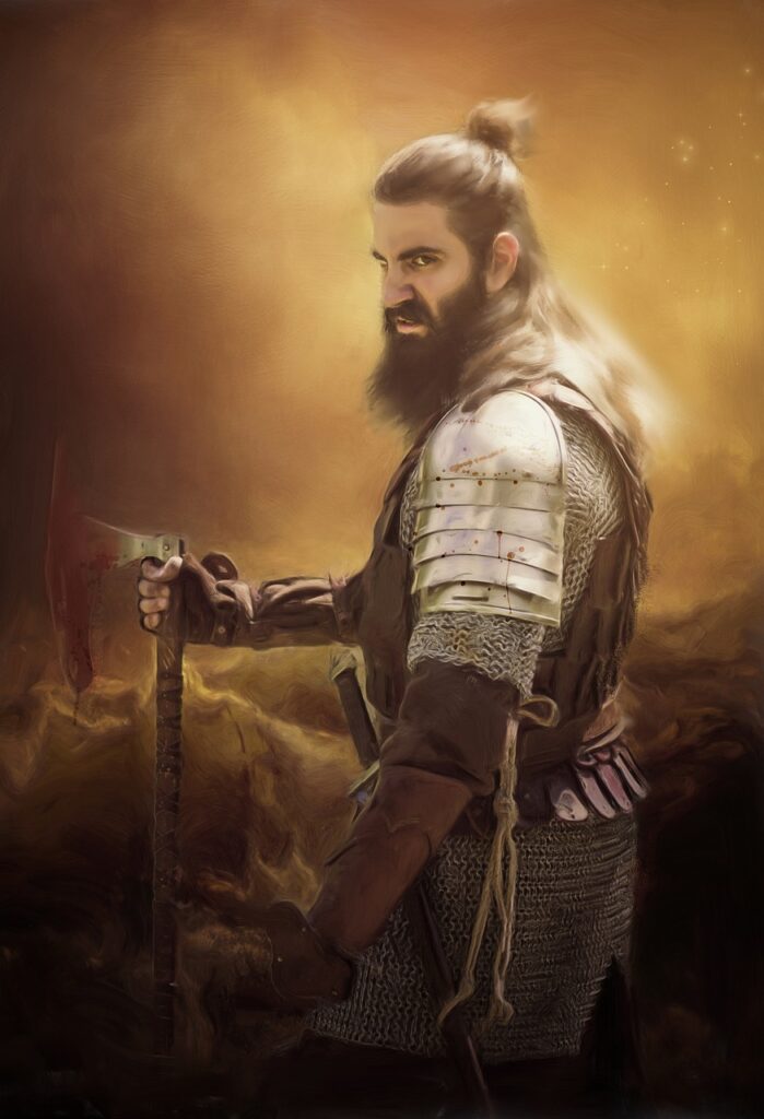 king, warrior, barbarian, viking, saxon, man, long hair, beard, axe, sword, armor, battle, medieval, ancient, historical, fantasy, digital painting, book cover, king, king, king, king, king, viking